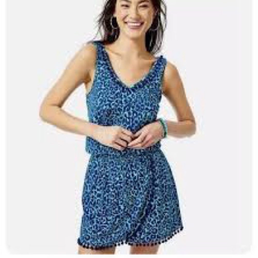 Lilly Pulitzer blue romper animal print  dress size XS